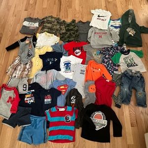 12 months - 2T huge toddler boy clothing lot. Variety of warm and cold weather